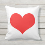 Coussin Saint-Valentin Rouge Coeur mignon Blanc personnali<br><div class="desc">Imprimé avec grand motif de coeur rouge en arrière - plan de couleur blanche solide.</div>