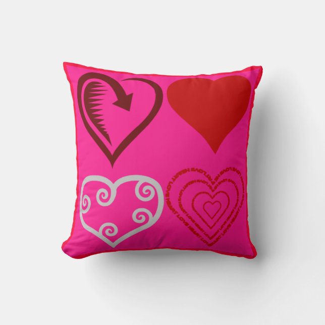 Coussin Saint Valentin"s Day 4 Coeurs Designer Toss Coussi (Recto)