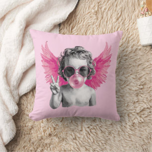 Coussin Saint-Valentin soufflant bulle Cupidon Saint-Valen