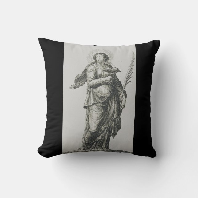 Coussin Sainte Agathe de Sicile Grâce Volcanique Art (Recto)