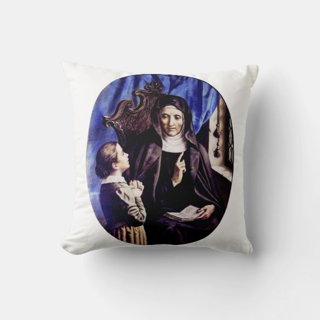Coussin Sainte Angèle Merici Patronne des Éducateurs et  (Recto)