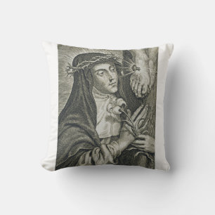 Coussin Sainte Catherine de Sienne Crucifixion Art Noir Fo