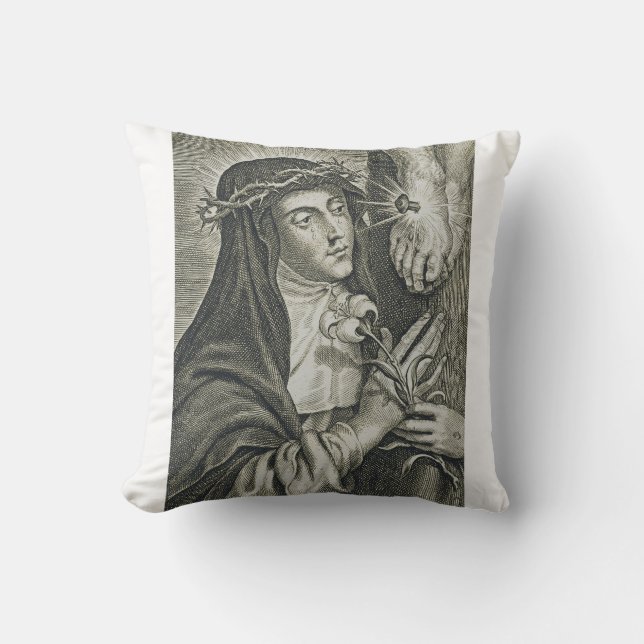 Coussin Sainte Catherine de Sienne Crucifixion Art Noir Fo (Recto)