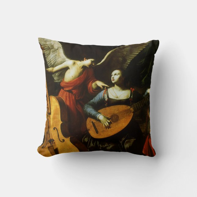 Coussin Sainte Cécile et l'ange par Carlo Saraceni (Recto)