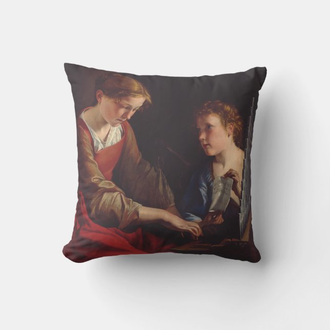 Coussin Sainte Cécile et un ange par Orazio Gentileschi (Recto)