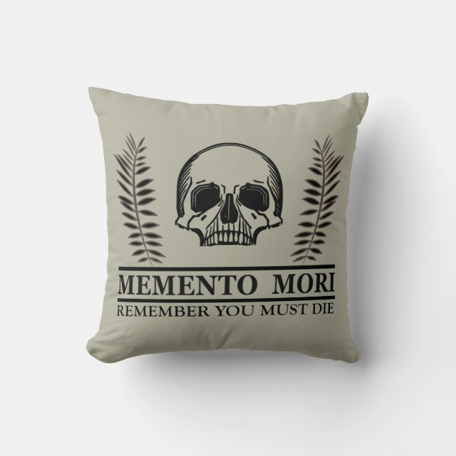 Coussin Saisir le jour Memento Mori crâne (Recto)