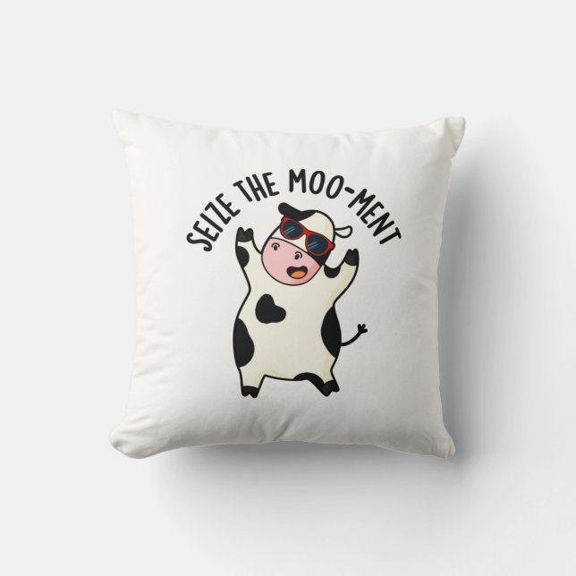 Coussin Saisir Le Mooment Funny Cow Pun (Recto)
