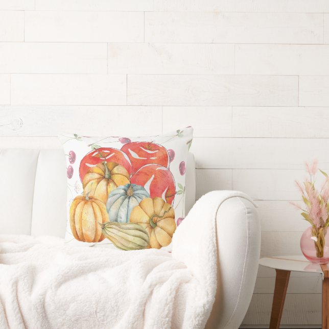Coussin Saison automnale du Citrouille amusant et des pomm (Canapé)