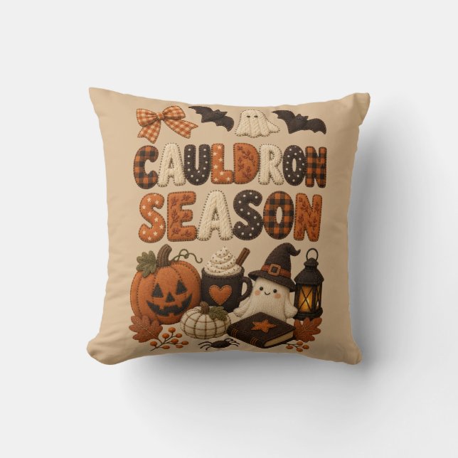 Coussin Saison Chaudron Mignon Fantôme Halloween (Recto)