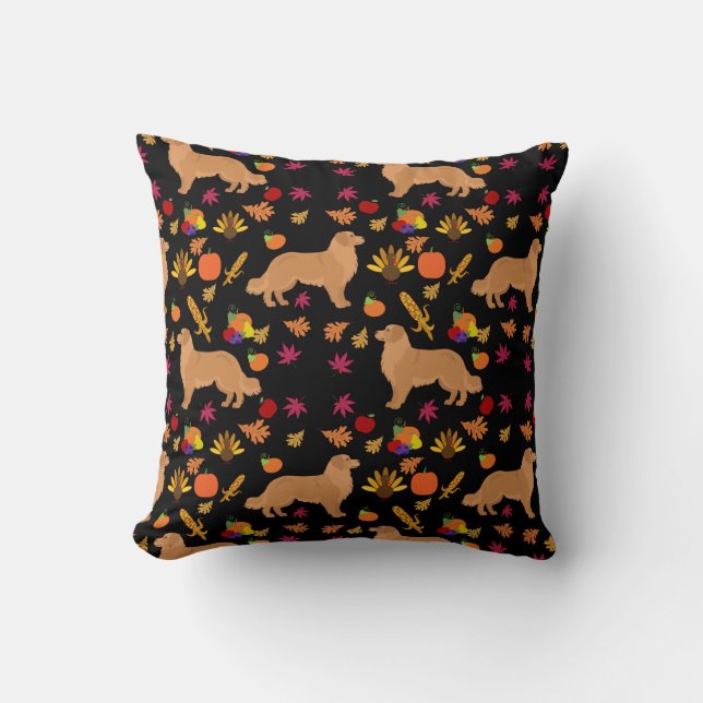 Coussin Saison d'automne Golden Retriever Motif (Recto)