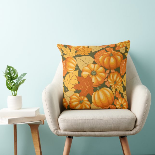 Coussin Saison d'automne Halloween Citrouille Motif (Chaise)