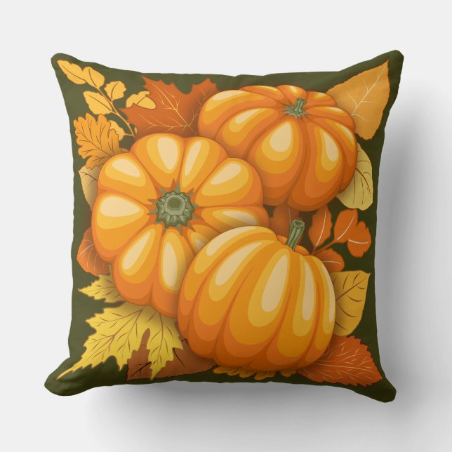 Coussin Saison d'automne Halloween Citrouille Motif (Recto)