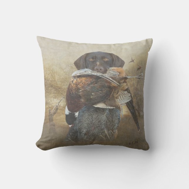 Coussin Saison de chasse, Pointeur À poils durs allemand (Recto)