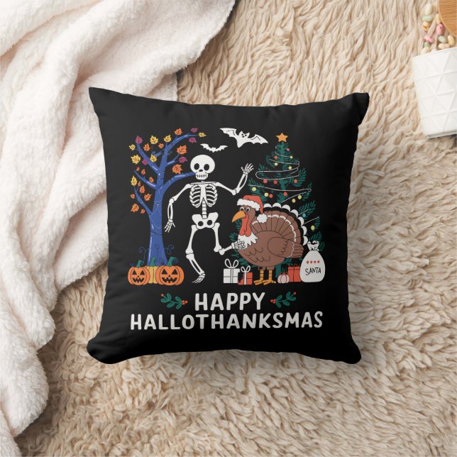 Coussin Saison de fêtes de Hallothanksmas joyeux Cadeau d' (Couverture)