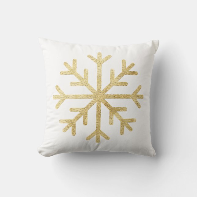Coussin Saison de Noël des fêtes de neige Gold Snowflake (Recto)