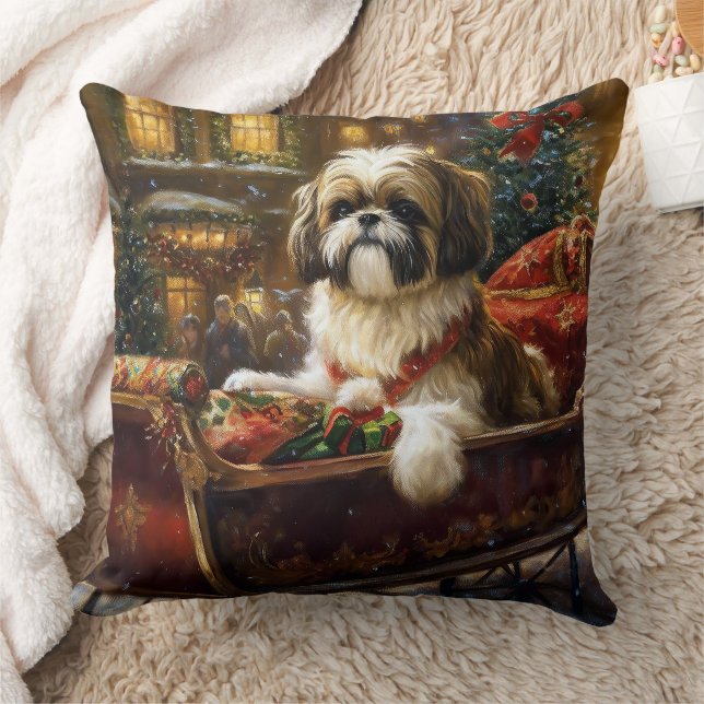 Coussin Saison de Noël Shih Tzu (Couverture)