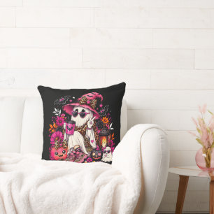 Coussin Saison effrayante Gentil fantôme en chapeau de sor