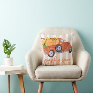 Coussin Saison Épice de Citrouille Camion Orange