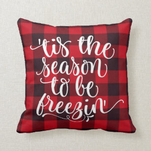 Coussin Saison être Freezin Funny Buffalo Plaid Noël