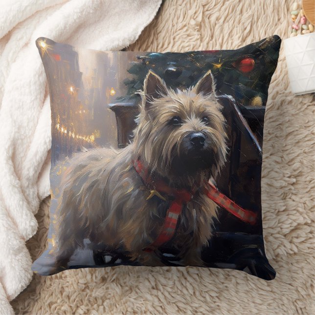 Coussin Saison Festive de Noël à Cairn Terrier (Couverture)