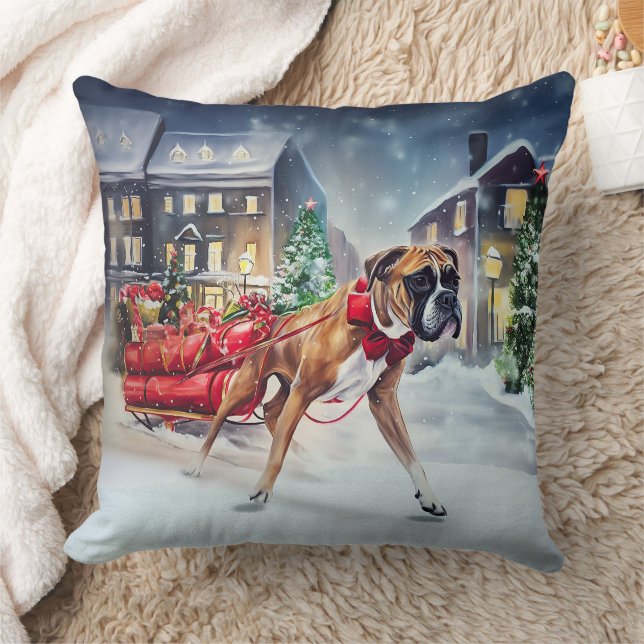 Coussin Saison Festive de Noël de Boxer (Couverture)