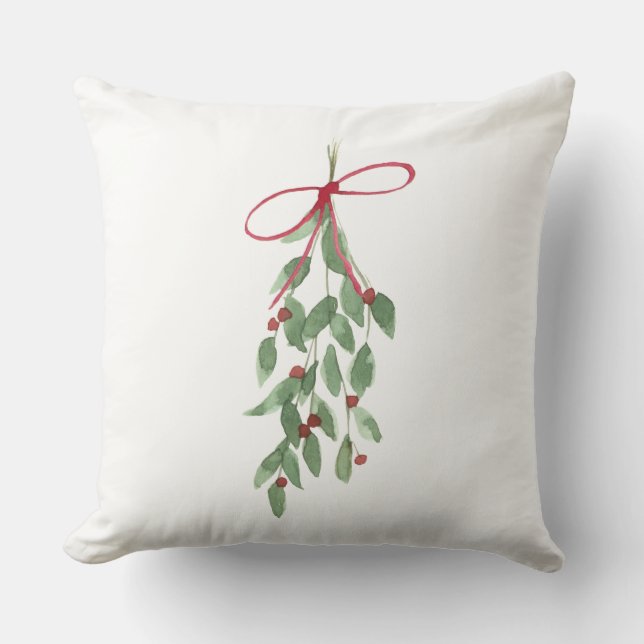 Coussin Saison Noël Aquarelle Mistletoe (Recto)