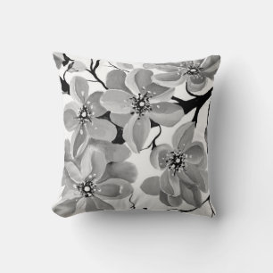 Coussin Sakura Cerisier japonais Noir et blanc