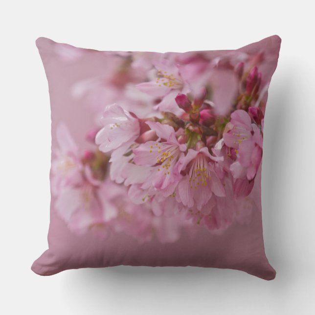 Coussin Sakura Cherry Blossoms rose pâle Réflexions (Recto)