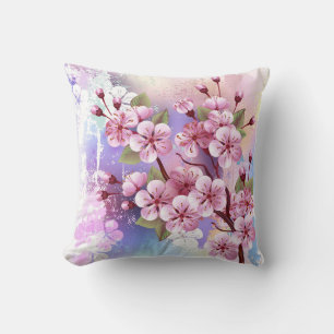 Coussin Sakura rose sur la peinture Arrière - plan