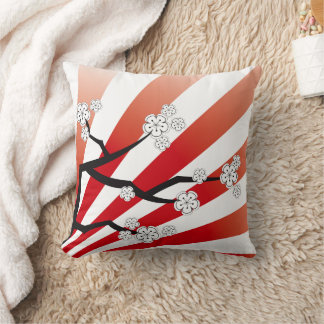 Coussin Sakura Sunrise Zen Blanc Cerise Fleurs Fleurs