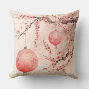 Coussin Sakura Tree et Lanterns japonais