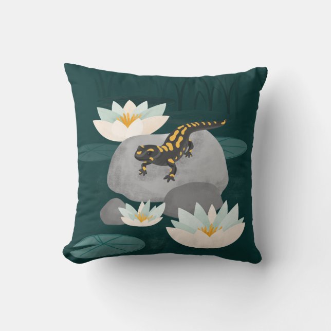 Coussin Salamandre de feu de l'étang de minuit - Affiche (Recto)