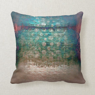 Coussin Sale abstrait aquatique vert turquoise nacré en
