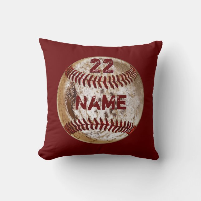 Coussin sale de base-ball votre NOM, NOMBRE, (Recto)