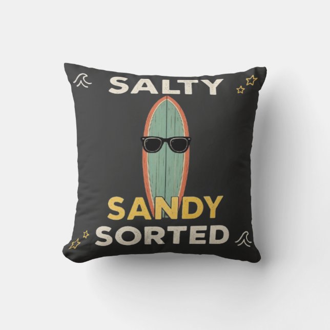 Coussin Salé Sandy Trié Funny Planche de Surf Plage Été  (Recto)