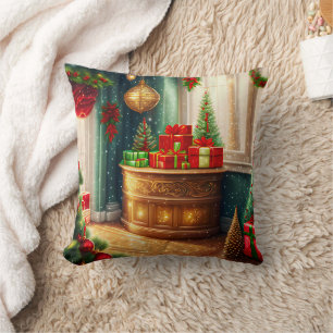 Coussin Salle à la décoration festive, Noël traditionnel