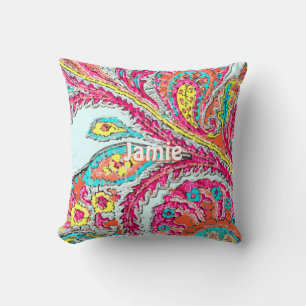 Coussin Salle de bébé fille Peacock Paisley Tangerine