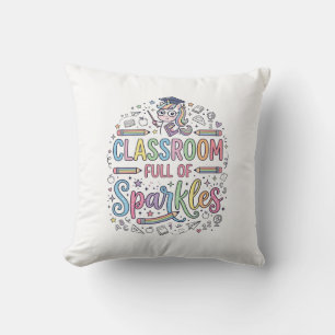 Coussin Salle de classe licorne pleine de paillettes Merch
