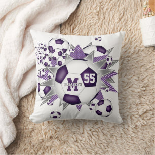 Coussin salle de sport girly violet gris de football