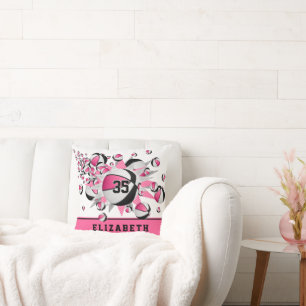 Coussin salle de sport noire rose filles basket étoiles