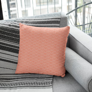 Coussin Salmon Pink Japanese Wave Geometric Pattern