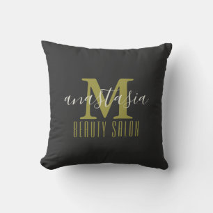Coussin Salon de beauté noir par Anastasia Monogramme