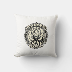 Coussin Salon de coiffure pour hommes Chat drôle Graphique