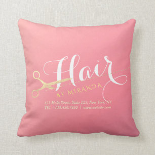 Coussin Salon de maquillage moderne ciseaux d'or rose