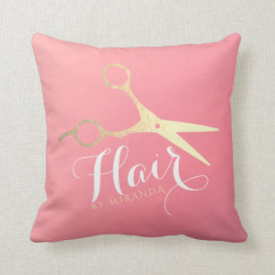Coussin Salon de maquillage moderne ciseaux d'or rose