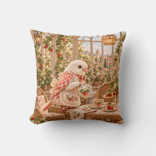 Coussin Salon de thé du jardin du Pinson framboise