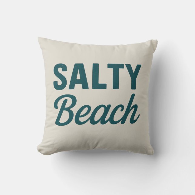 Coussin Salty Beach - Reversible Coastal Teal Ocean Print (Recto)