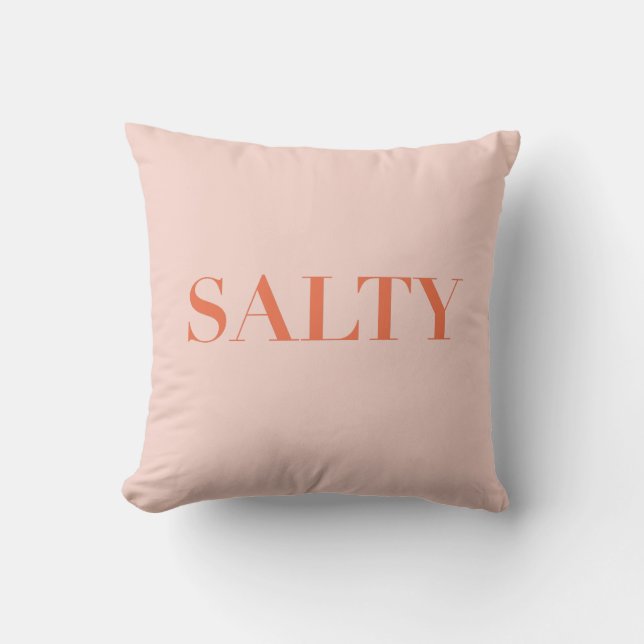 Coussin SALTY Sarcastic Typographie Design en rouge orange (Recto)
