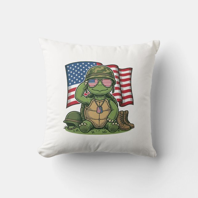 Coussin Salut de tortue patriotique Vector Design_1 (Recto)