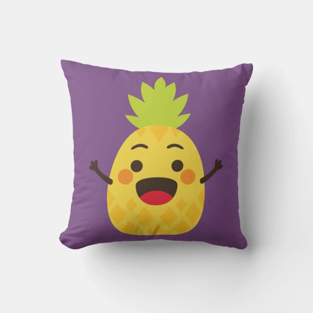 Coussin Salut les amis ! Illustration d'ananas (Recto)